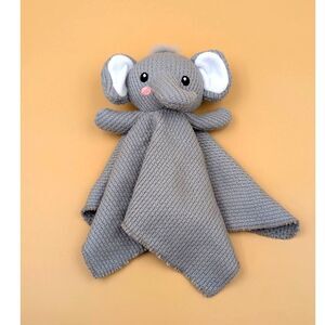 Elephant Lovey Security Blanket Gray Plush Toy Cuddle Nursery